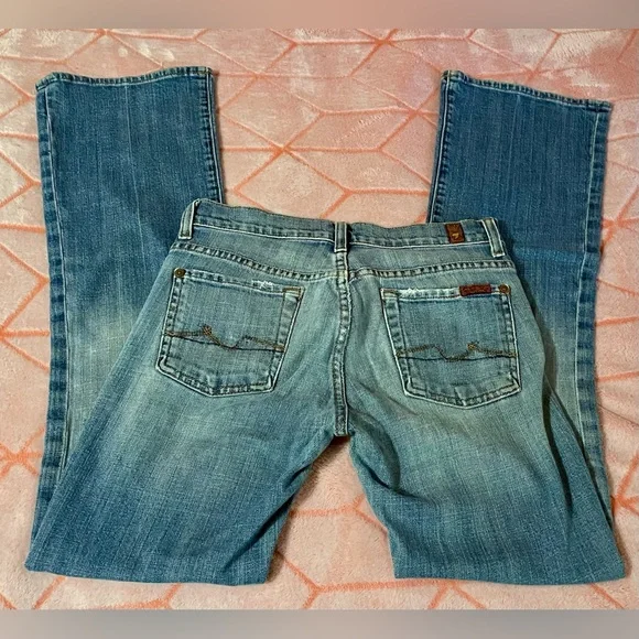 7 For All Mankind Blue Flare Jeans - Picture 6 of 7